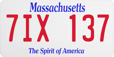 MA license plate 7IX137