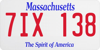 MA license plate 7IX138