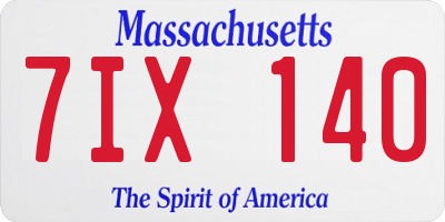 MA license plate 7IX140