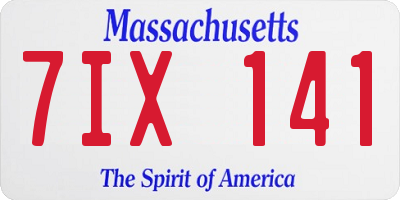 MA license plate 7IX141