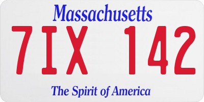 MA license plate 7IX142