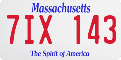 MA license plate 7IX143
