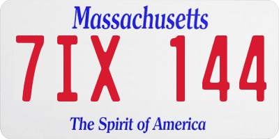 MA license plate 7IX144