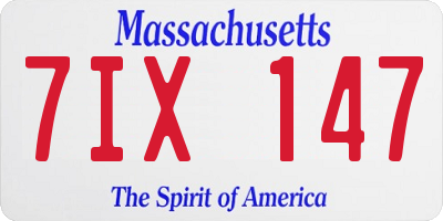 MA license plate 7IX147