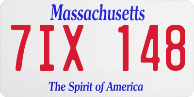 MA license plate 7IX148