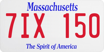 MA license plate 7IX150