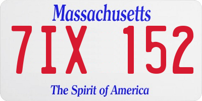 MA license plate 7IX152