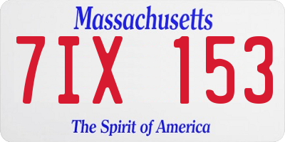 MA license plate 7IX153