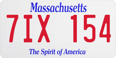 MA license plate 7IX154