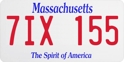 MA license plate 7IX155