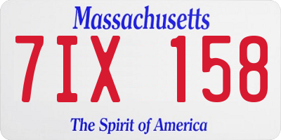 MA license plate 7IX158