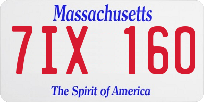 MA license plate 7IX160