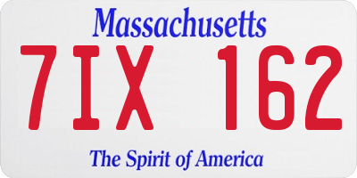 MA license plate 7IX162