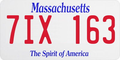 MA license plate 7IX163