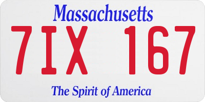 MA license plate 7IX167