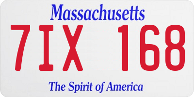 MA license plate 7IX168