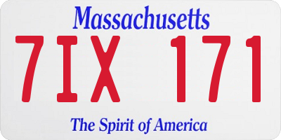 MA license plate 7IX171