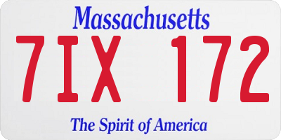 MA license plate 7IX172
