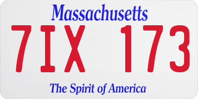 MA license plate 7IX173