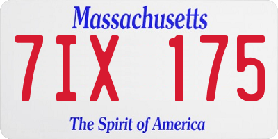 MA license plate 7IX175