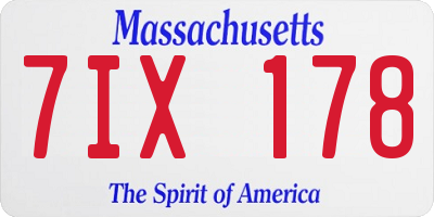 MA license plate 7IX178