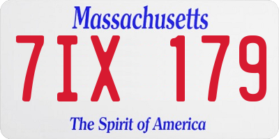 MA license plate 7IX179