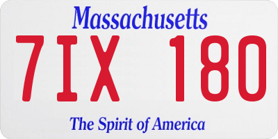 MA license plate 7IX180