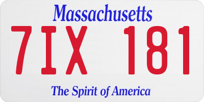 MA license plate 7IX181
