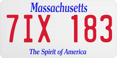 MA license plate 7IX183