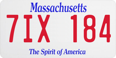 MA license plate 7IX184