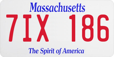 MA license plate 7IX186