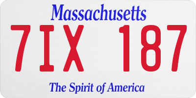 MA license plate 7IX187
