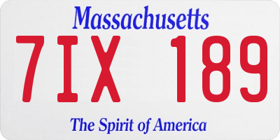 MA license plate 7IX189