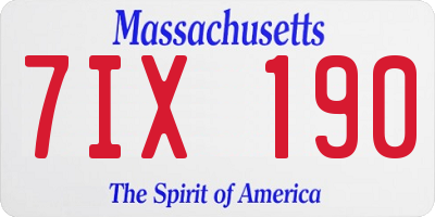 MA license plate 7IX190