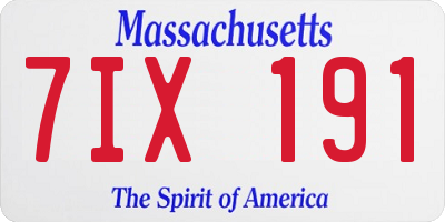 MA license plate 7IX191