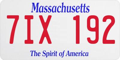 MA license plate 7IX192