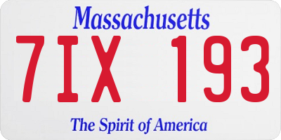 MA license plate 7IX193