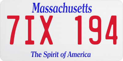 MA license plate 7IX194