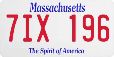 MA license plate 7IX196