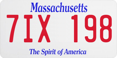 MA license plate 7IX198