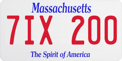MA license plate 7IX200