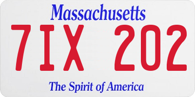 MA license plate 7IX202