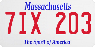 MA license plate 7IX203