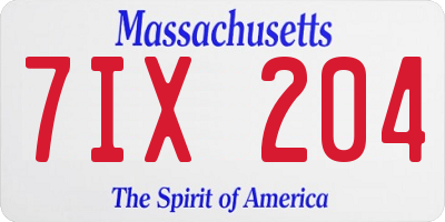 MA license plate 7IX204