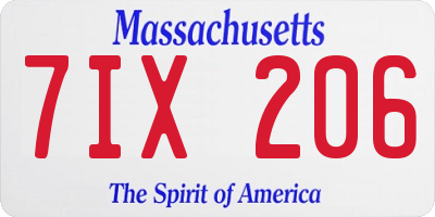 MA license plate 7IX206