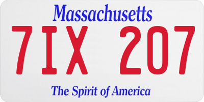 MA license plate 7IX207
