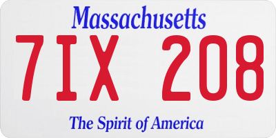 MA license plate 7IX208