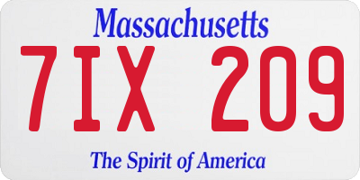 MA license plate 7IX209