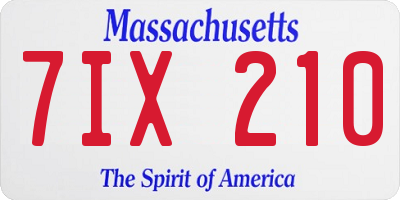 MA license plate 7IX210
