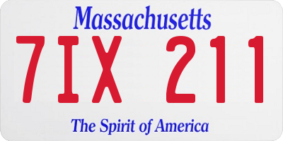 MA license plate 7IX211